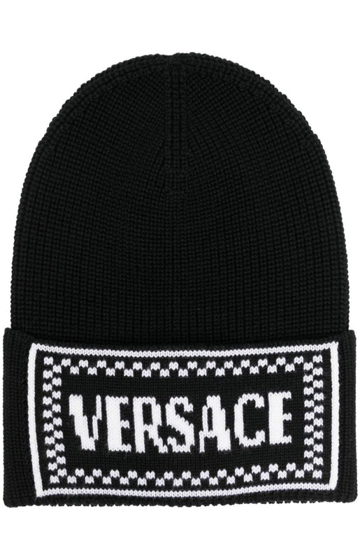 Intarsia-knit logo beanie