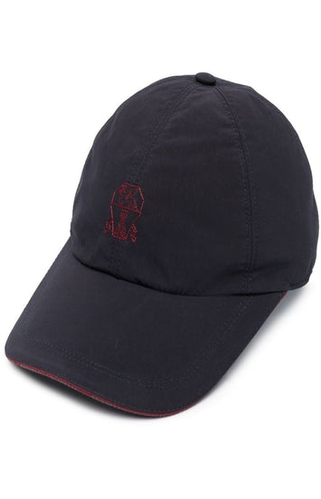 Logo-embroidered adjustable-strap cap
