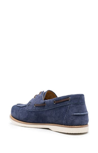 Lace-up suede boat shoes