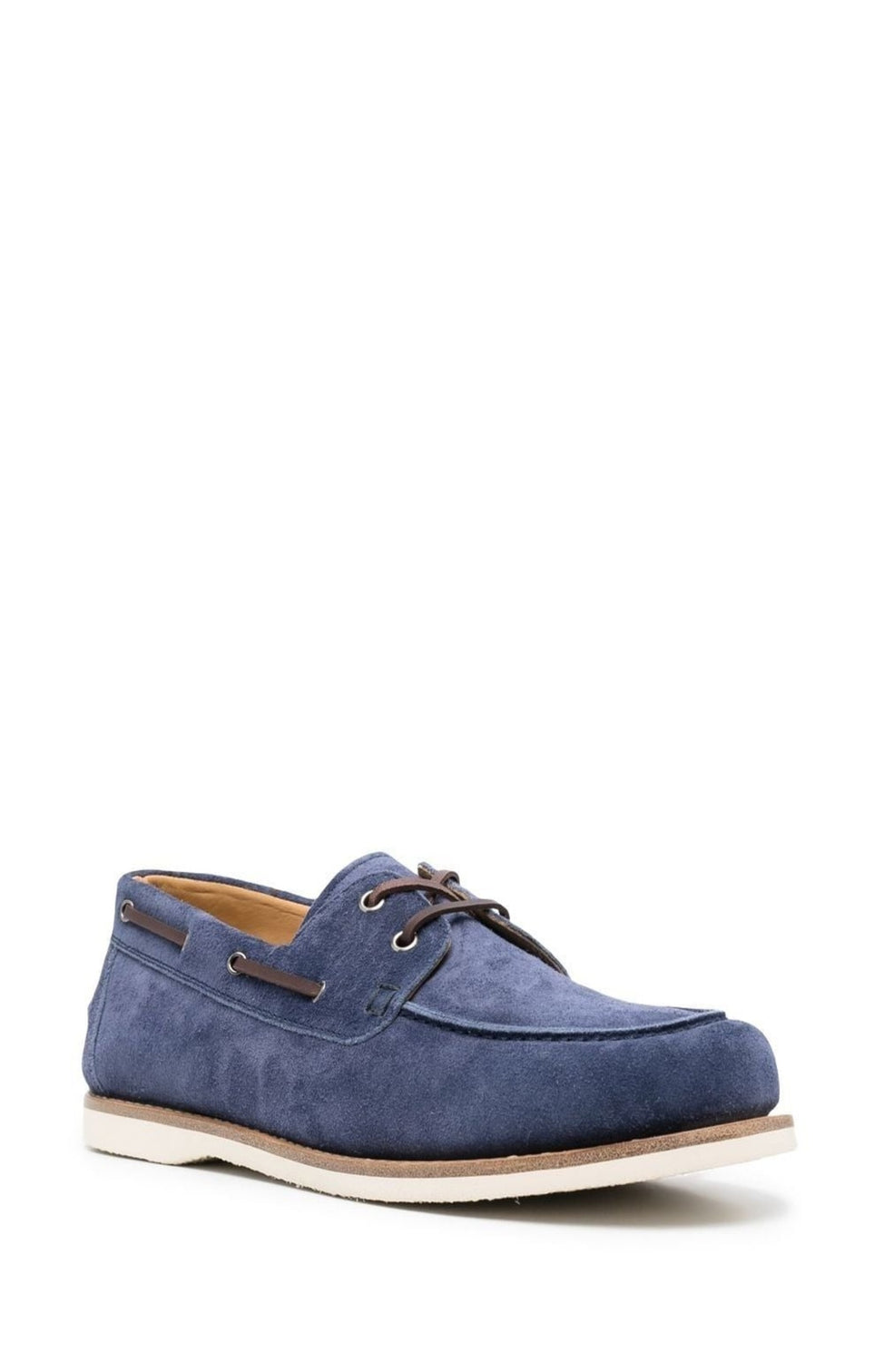 Lace-up suede boat shoes