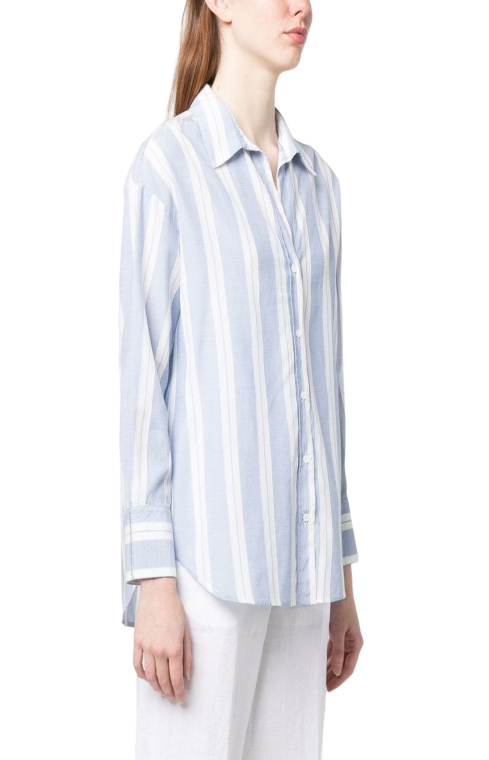 Striped spread-collar shirt