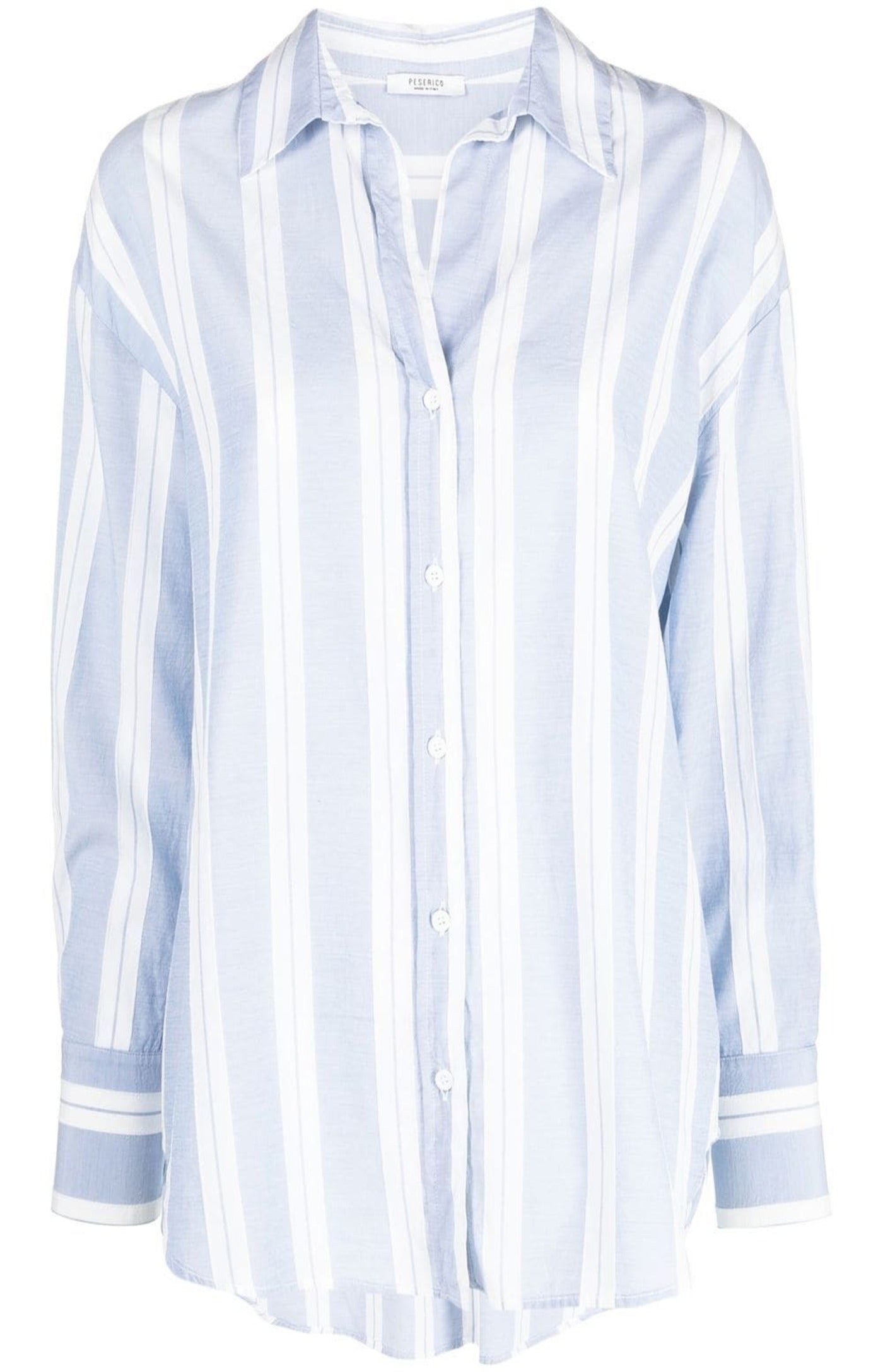 Striped spread-collar shirt