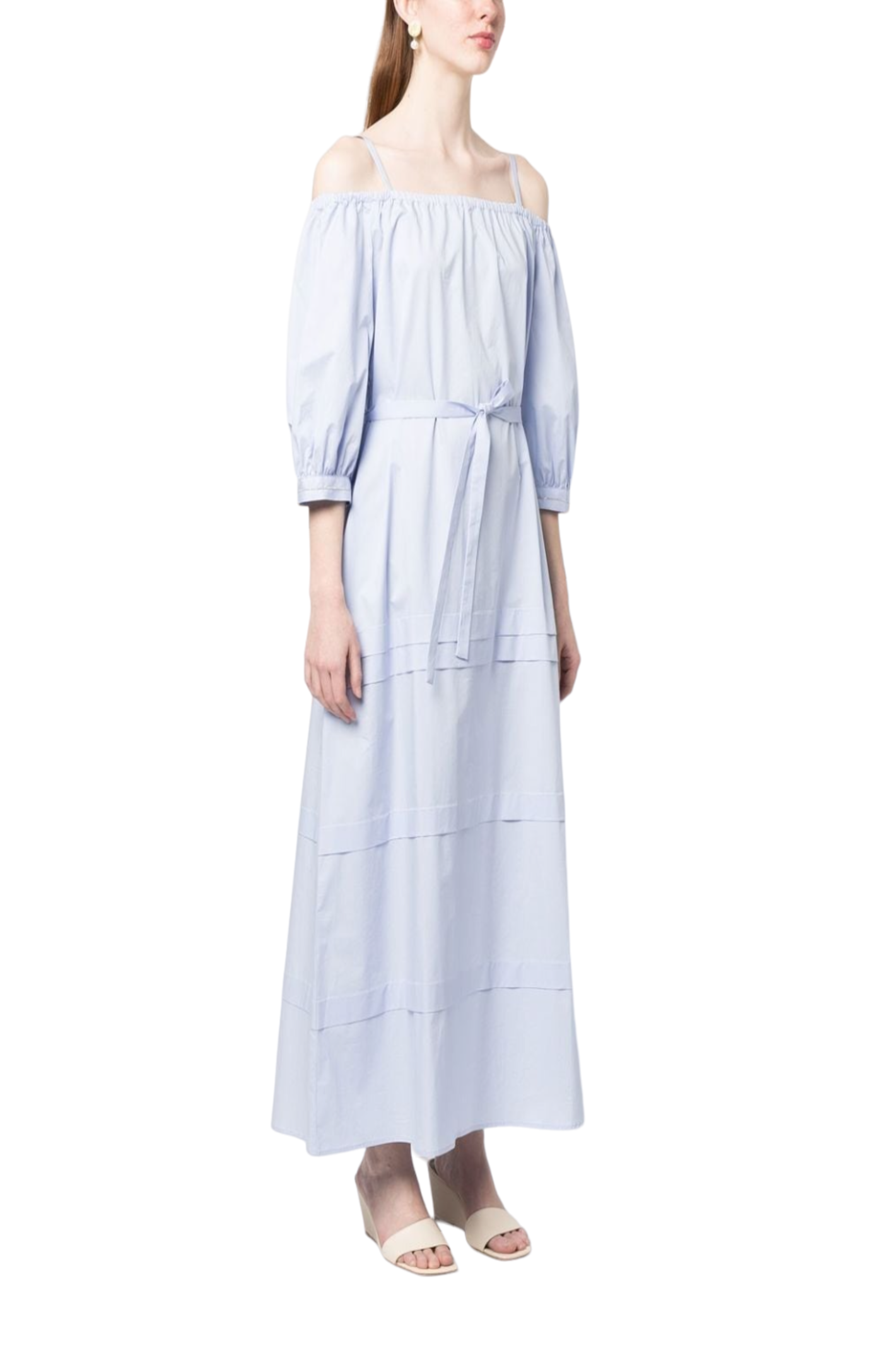 Load image into Gallery viewer, Pleat-detail belted maxi dress