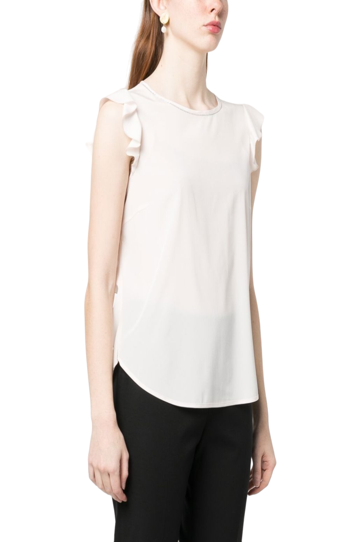 Load image into Gallery viewer, Ruffle-trim sleeveless blouse