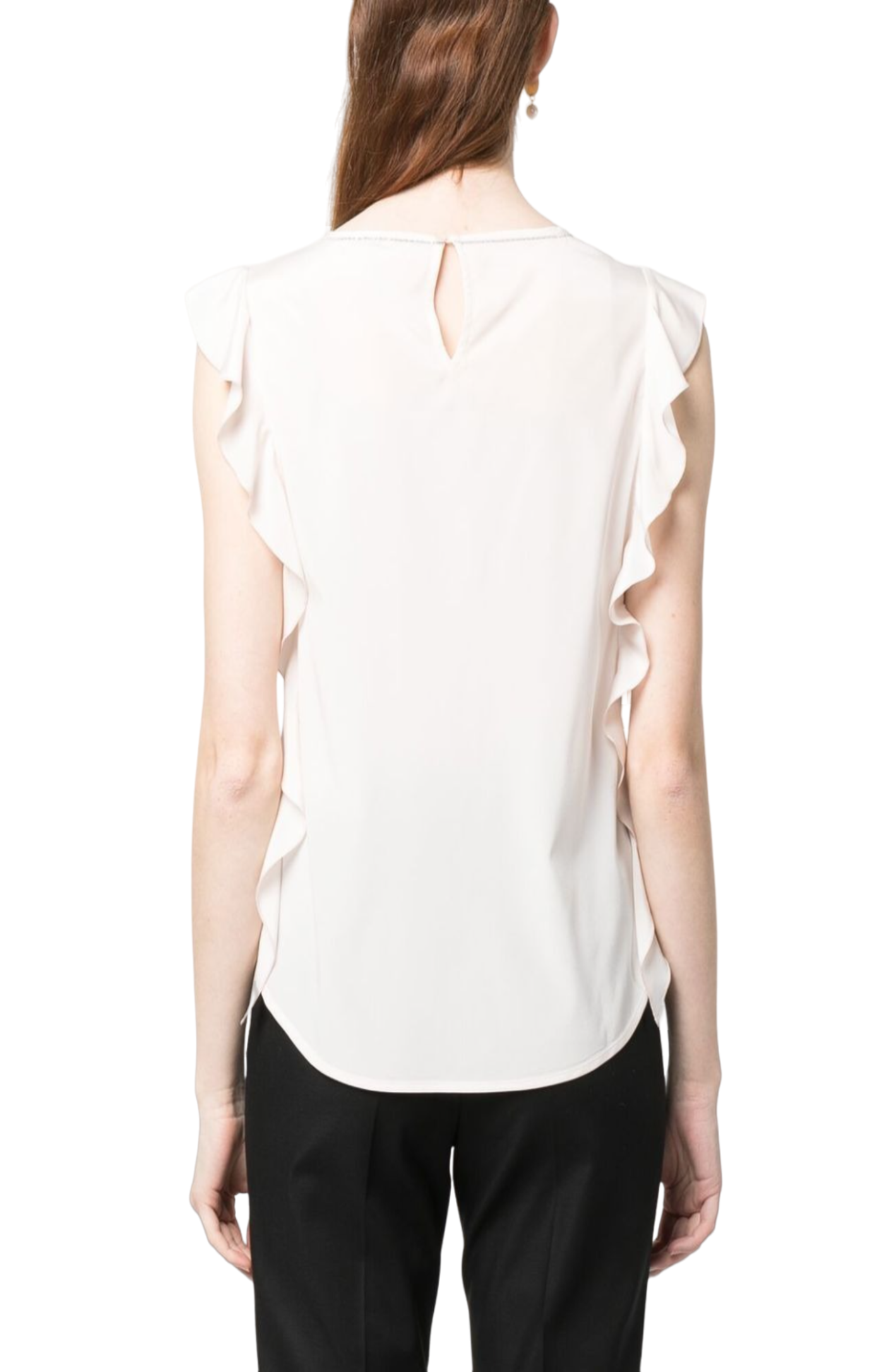 Load image into Gallery viewer, Ruffle-trim sleeveless blouse