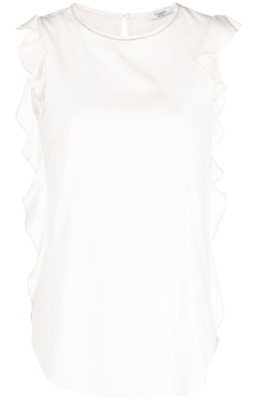 Ruffle-trim sleeveless blouse