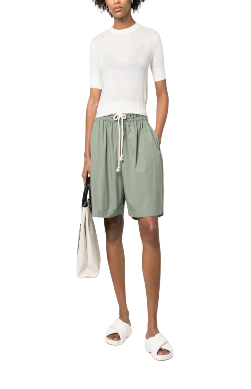 Drawstring-waist cotton shorts