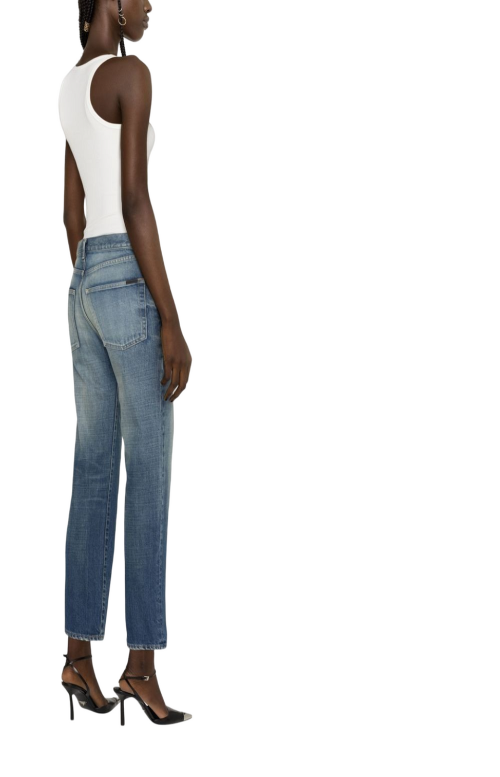 High-waisted straight-leg jeans