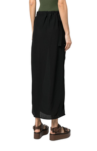 Side-button drawstring midi skirt