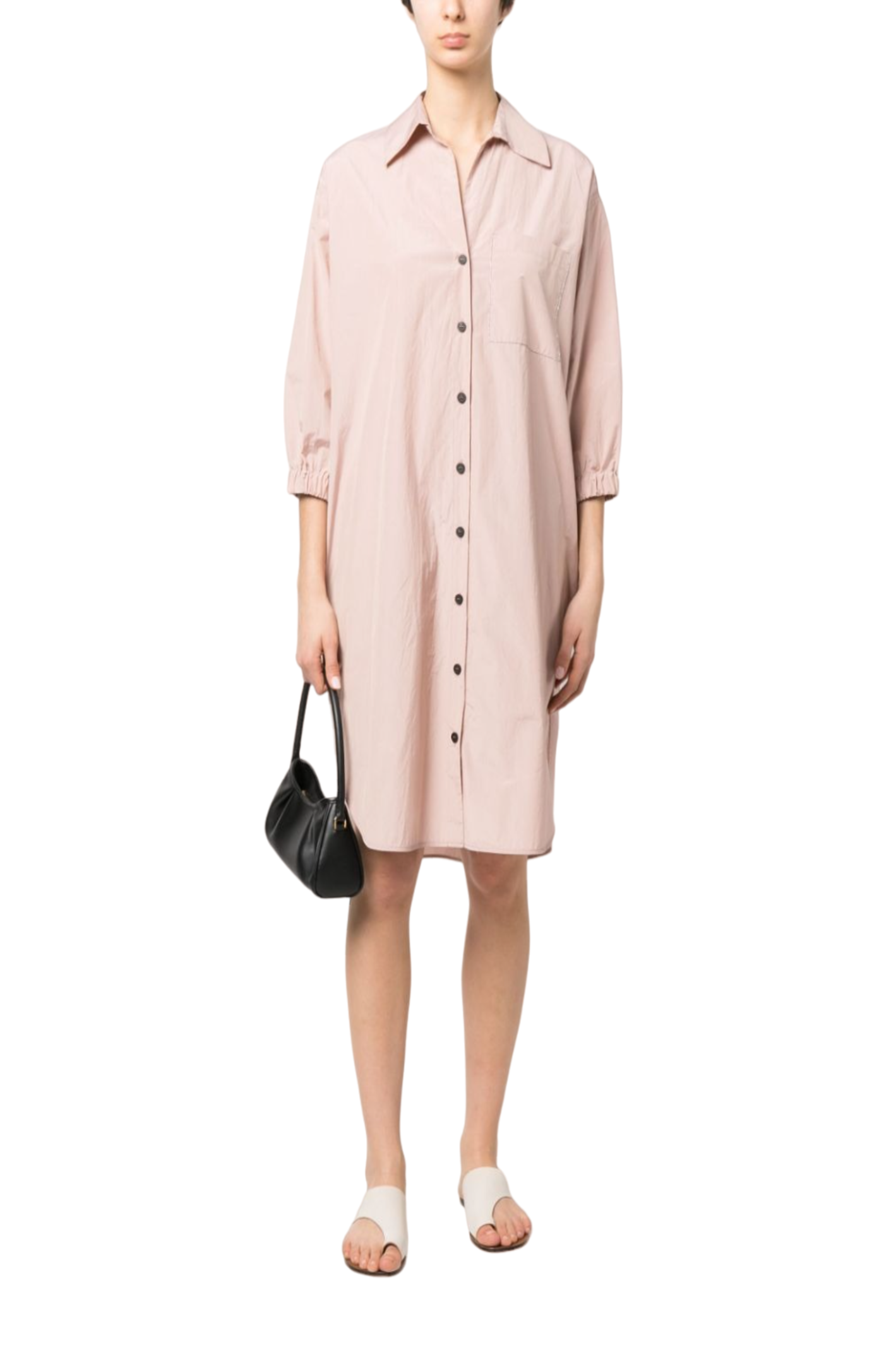 Load image into Gallery viewer, Three-quarter-sleeve shirt dress