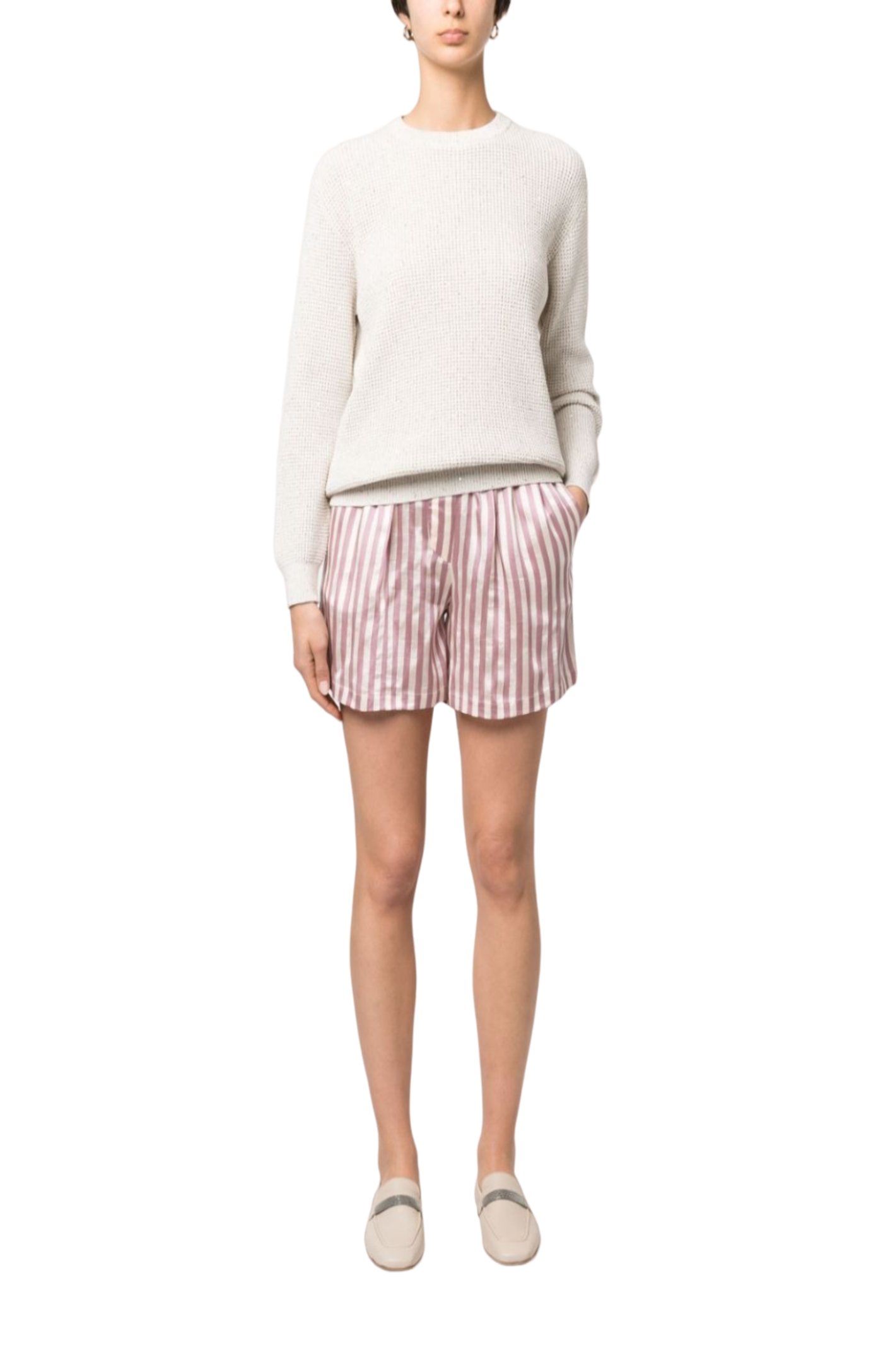 Load image into Gallery viewer, Striped drawstring mini shorts