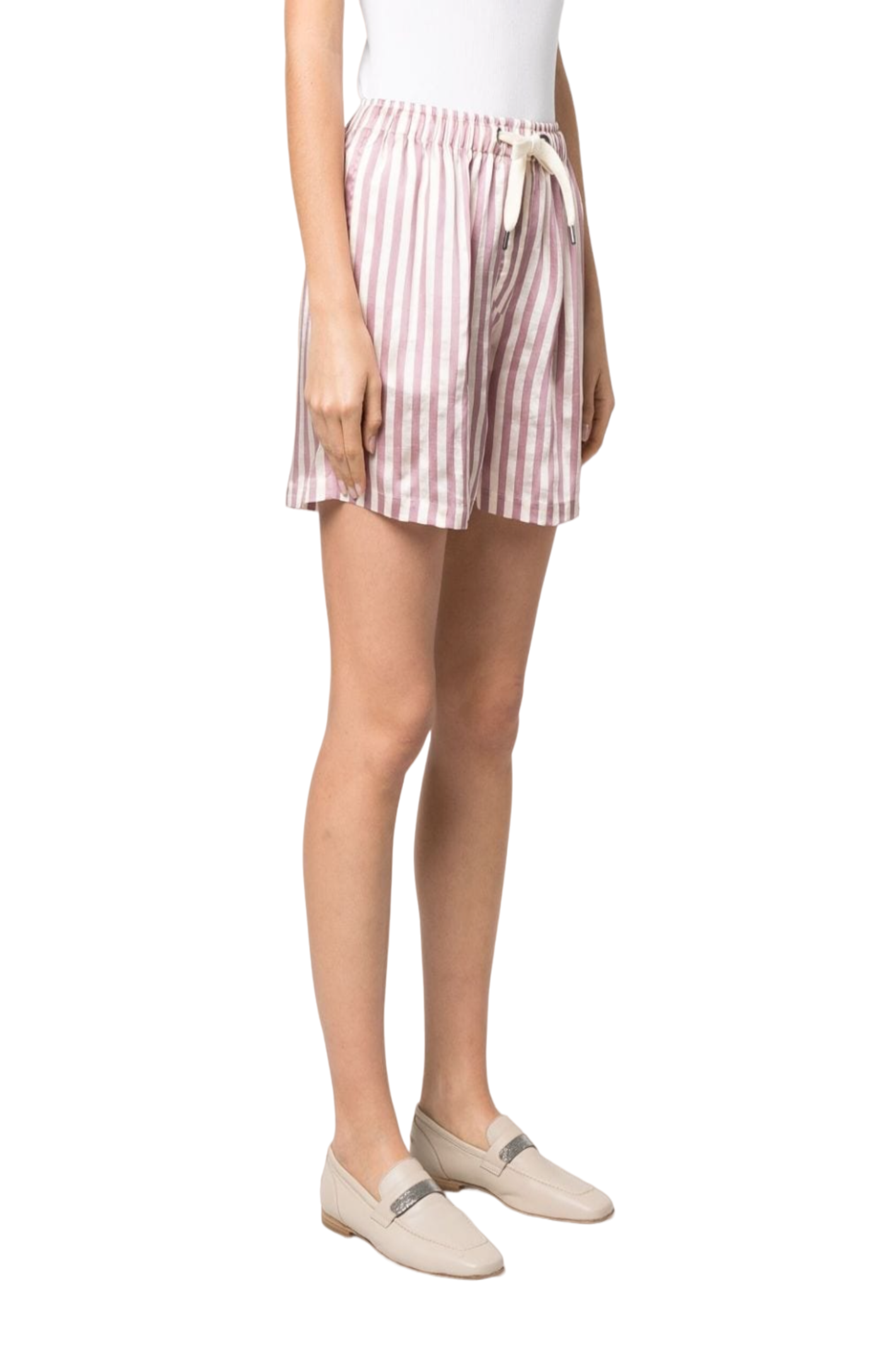 Load image into Gallery viewer, Striped drawstring mini shorts