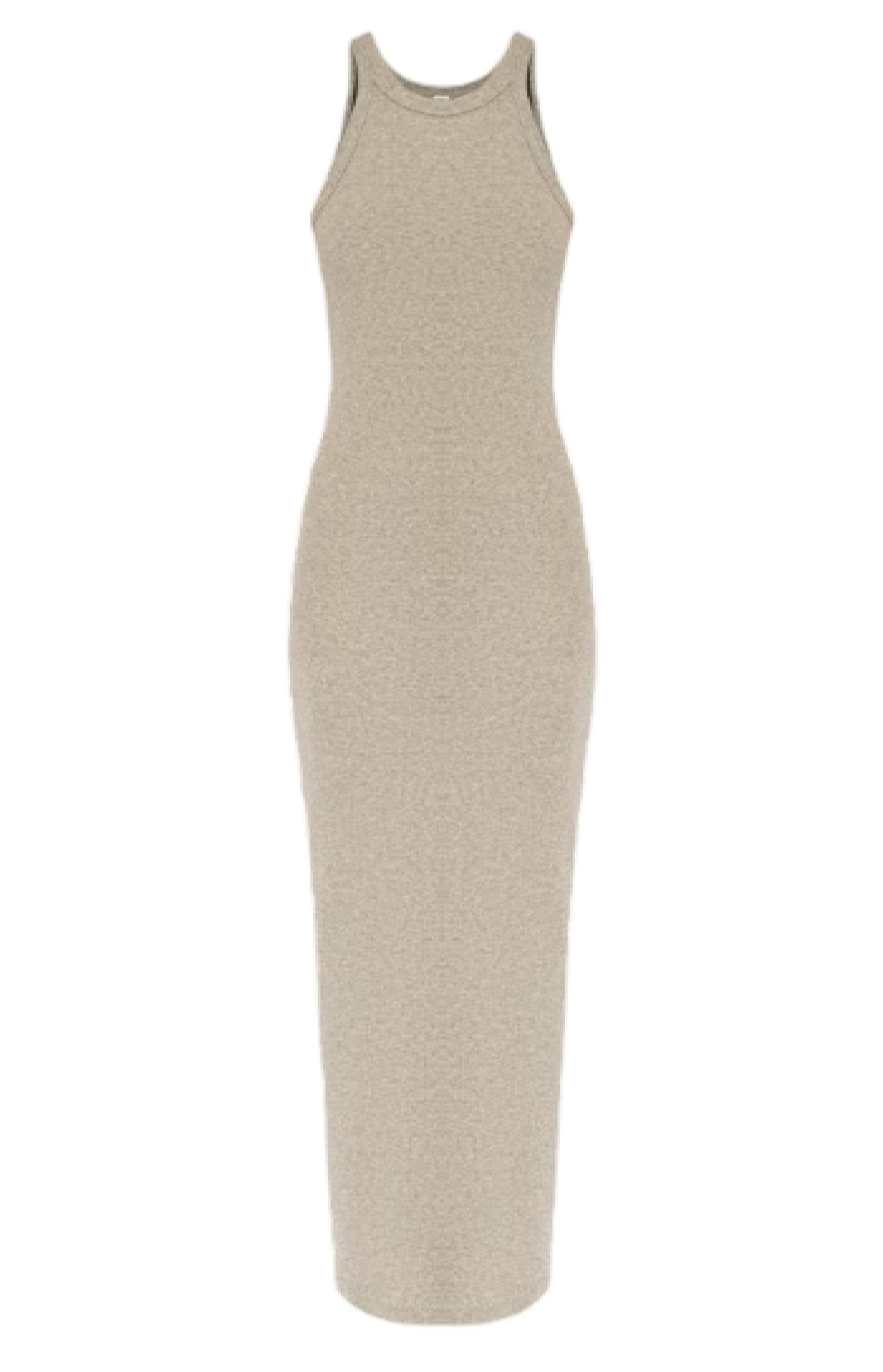 Load image into Gallery viewer, Curved rib tank dress grey melange