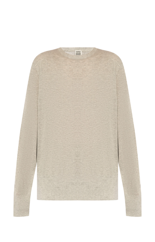 Crew-neck silk-blend knit grey