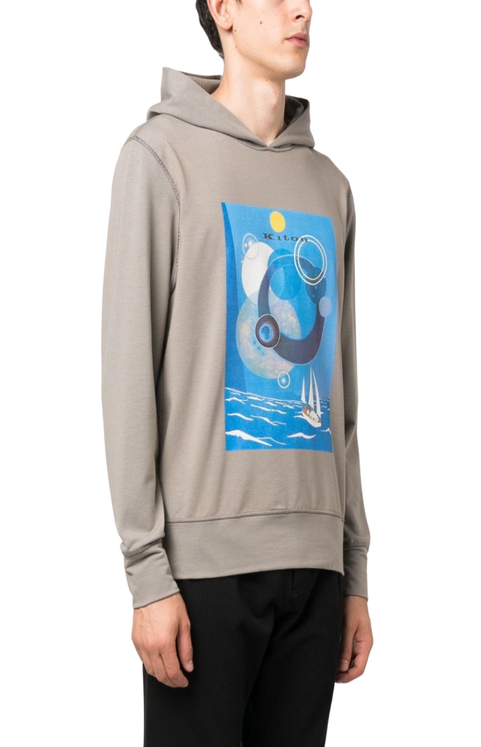 Graphic-print cotton hoodie