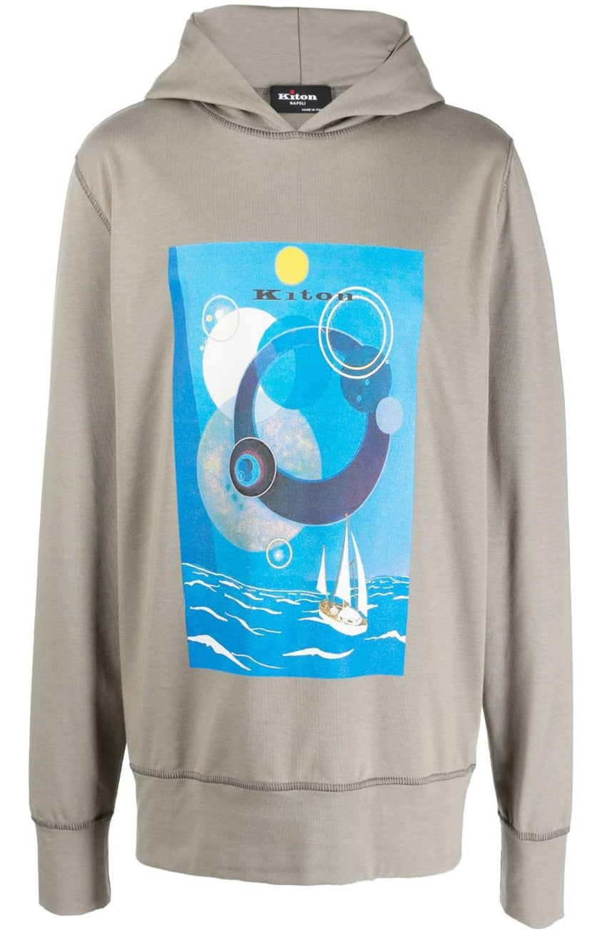 Graphic-print cotton hoodie