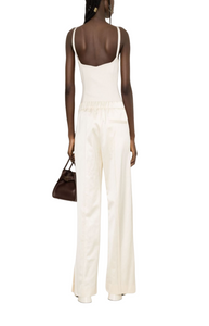 High-waisted wide-leg trousers