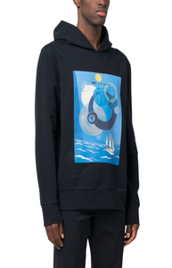 Graphic-print cotton hoodie