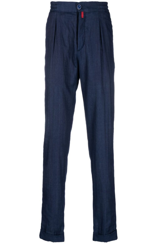 Pleated tapered-leg trousers