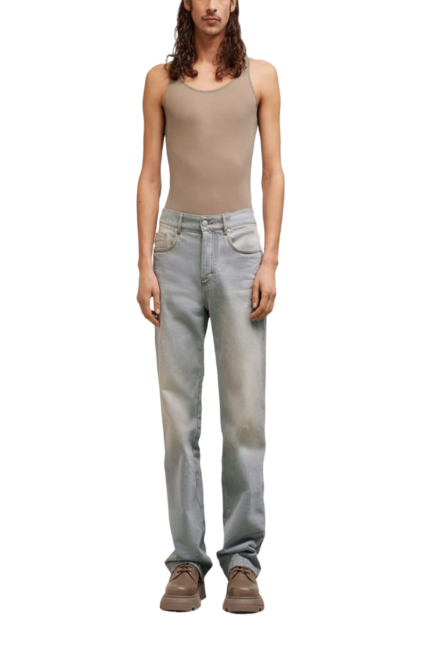 Load image into Gallery viewer, Mid-rise straight-leg jeans