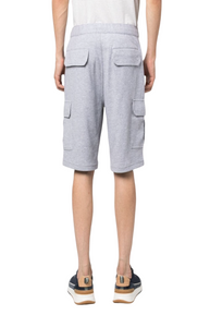 Button-up straight-leg mélange shorts