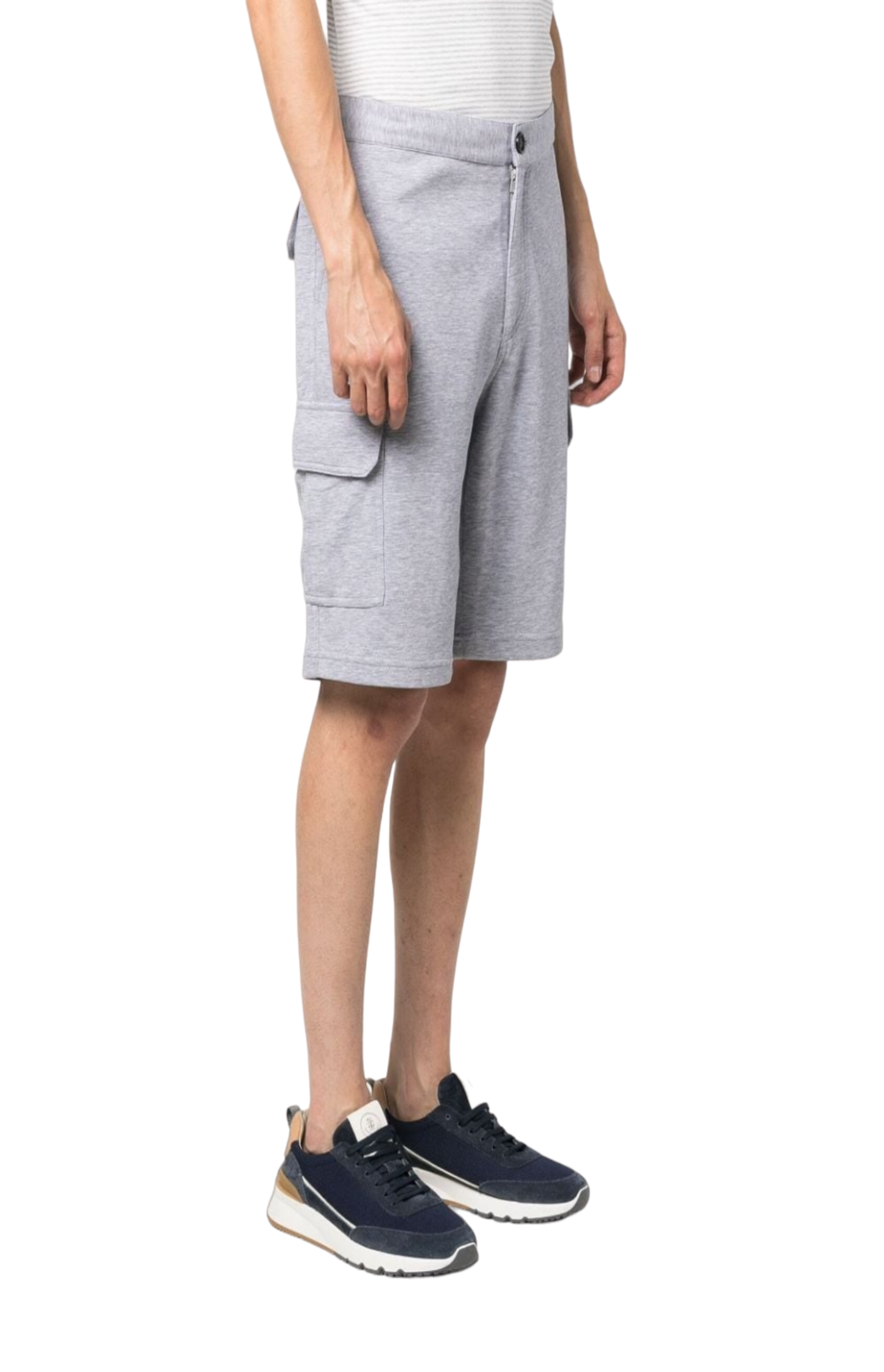 Load image into Gallery viewer, Button-up straight-leg mélange shorts