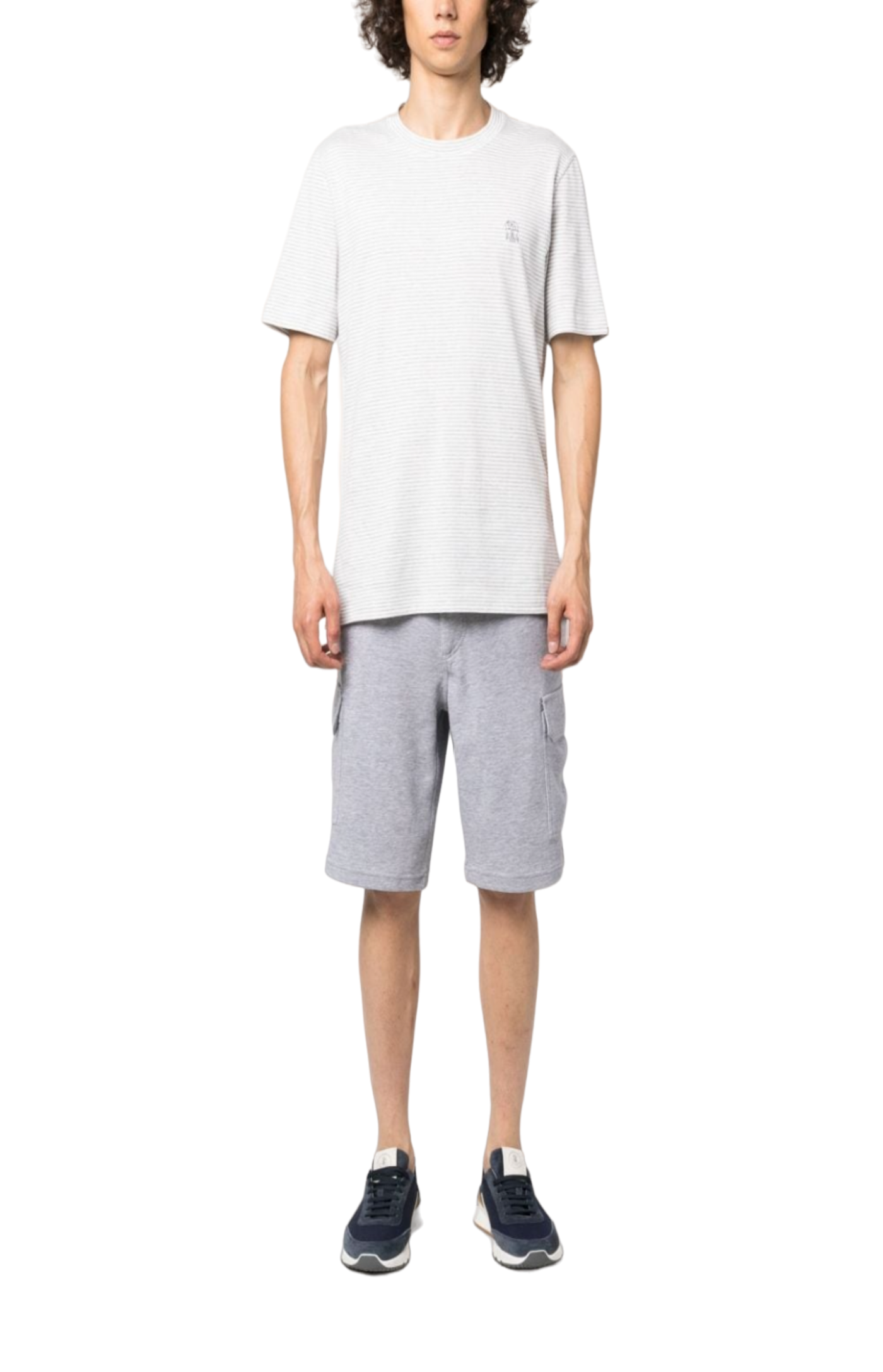 Load image into Gallery viewer, Button-up straight-leg mélange shorts