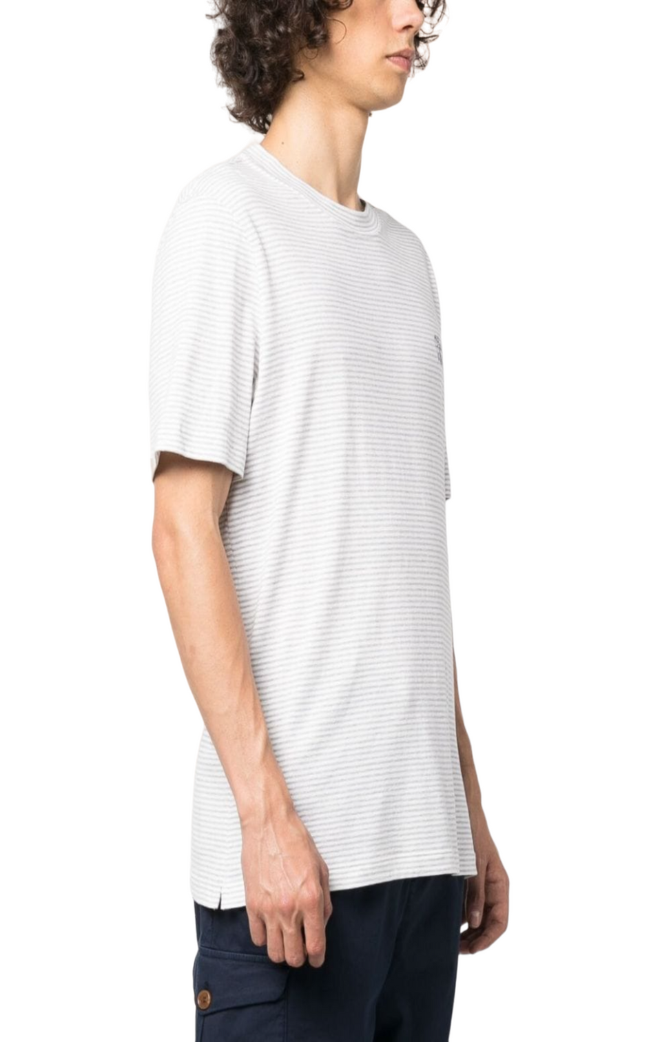 Cotton-linen striped T-shirt