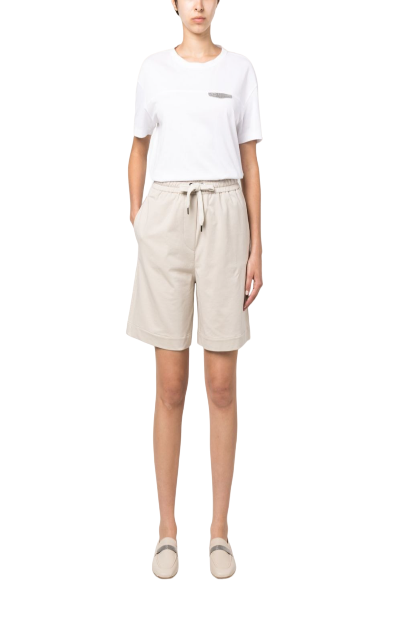 Load image into Gallery viewer, High-waisted stretch-cotton shorts