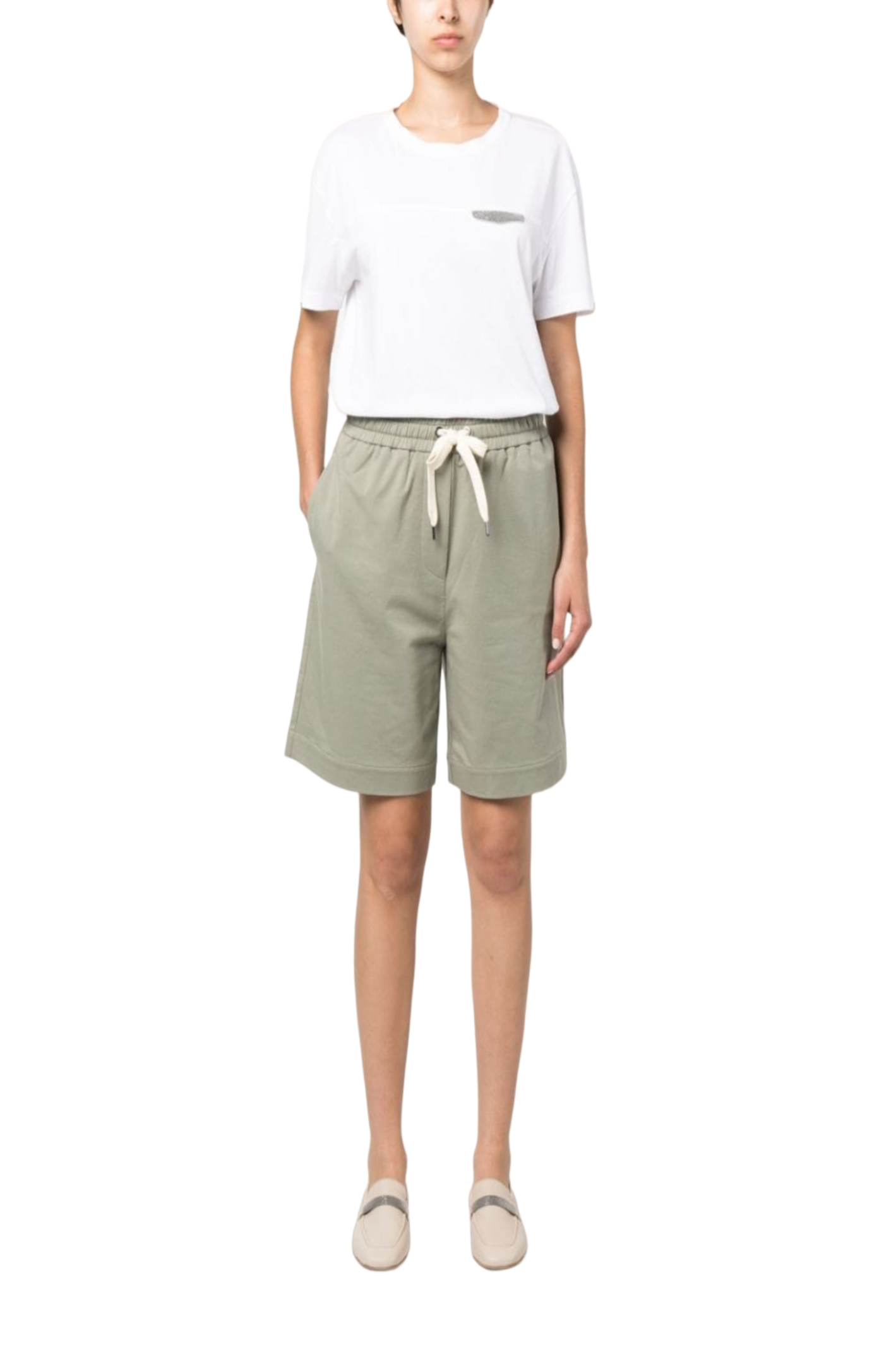 Load image into Gallery viewer, High-waisted stretch-cotton shorts