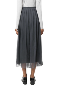 Pleated chiffon midi skirt