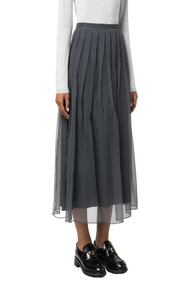 Pleated chiffon midi skirt