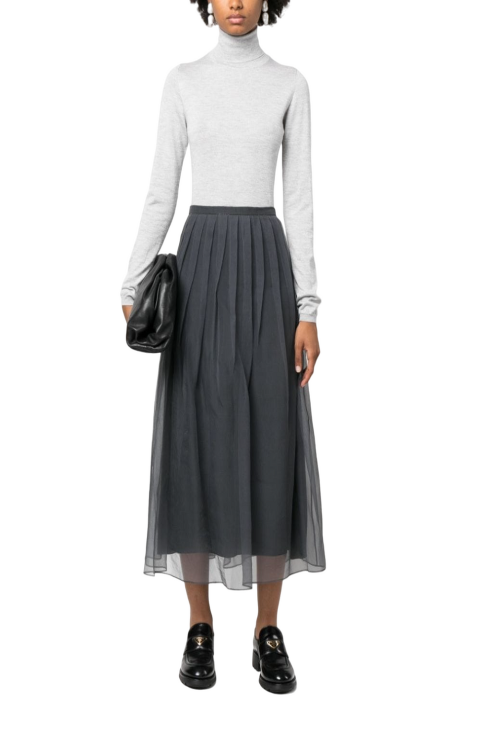 Pleated chiffon midi skirt