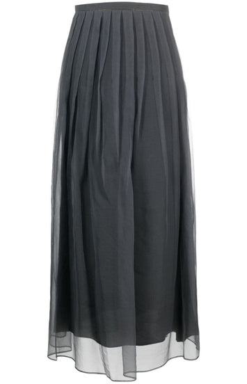 Pleated chiffon midi skirt