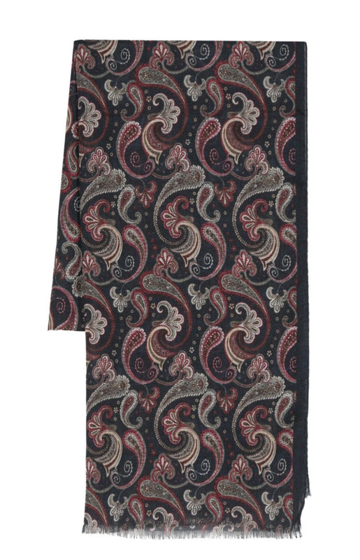 Paisley-print frayed-trim scarf