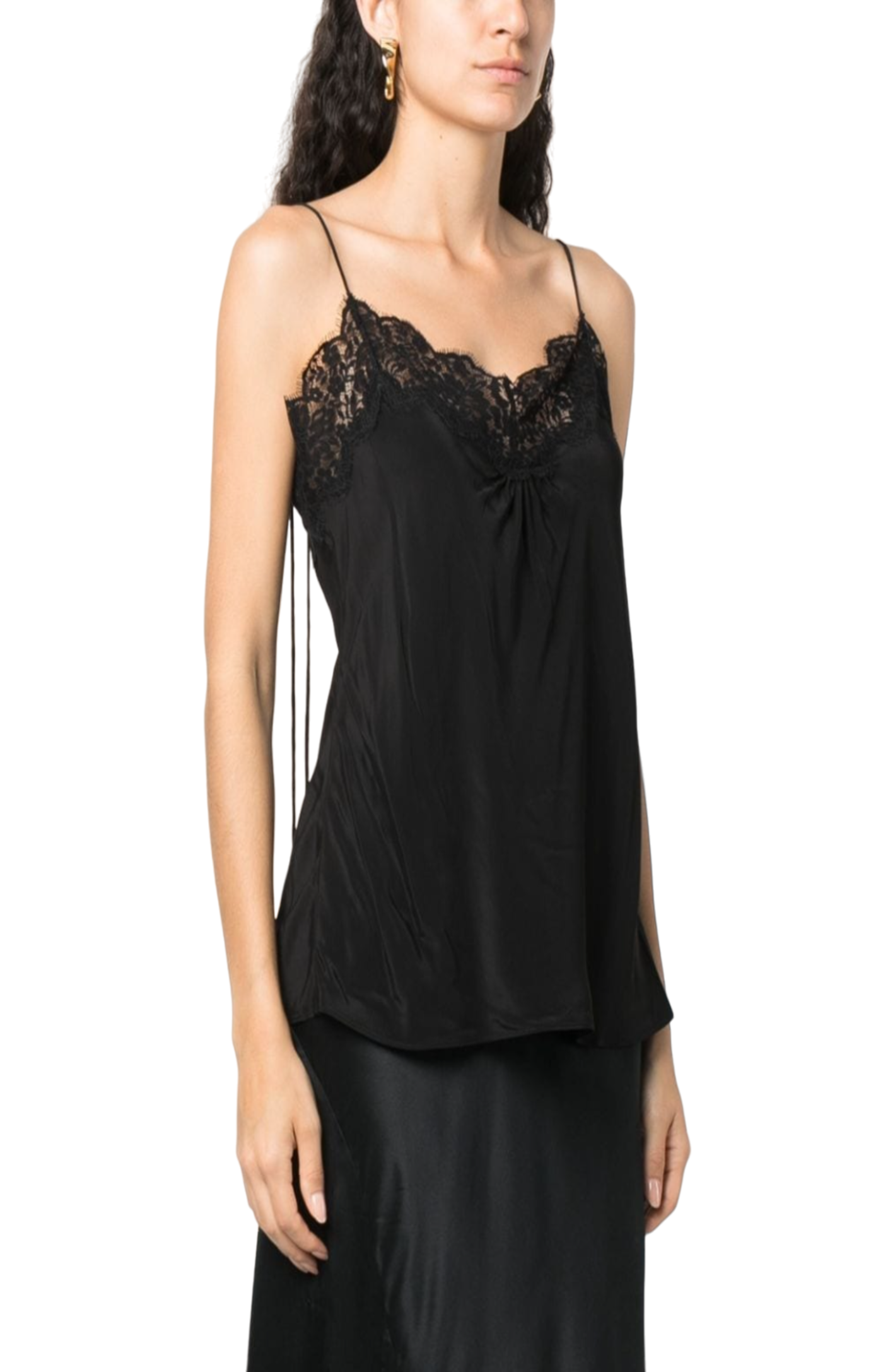 Load image into Gallery viewer, Lace-trim ruched tank top