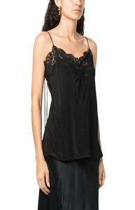 Lace-trim ruched tank top