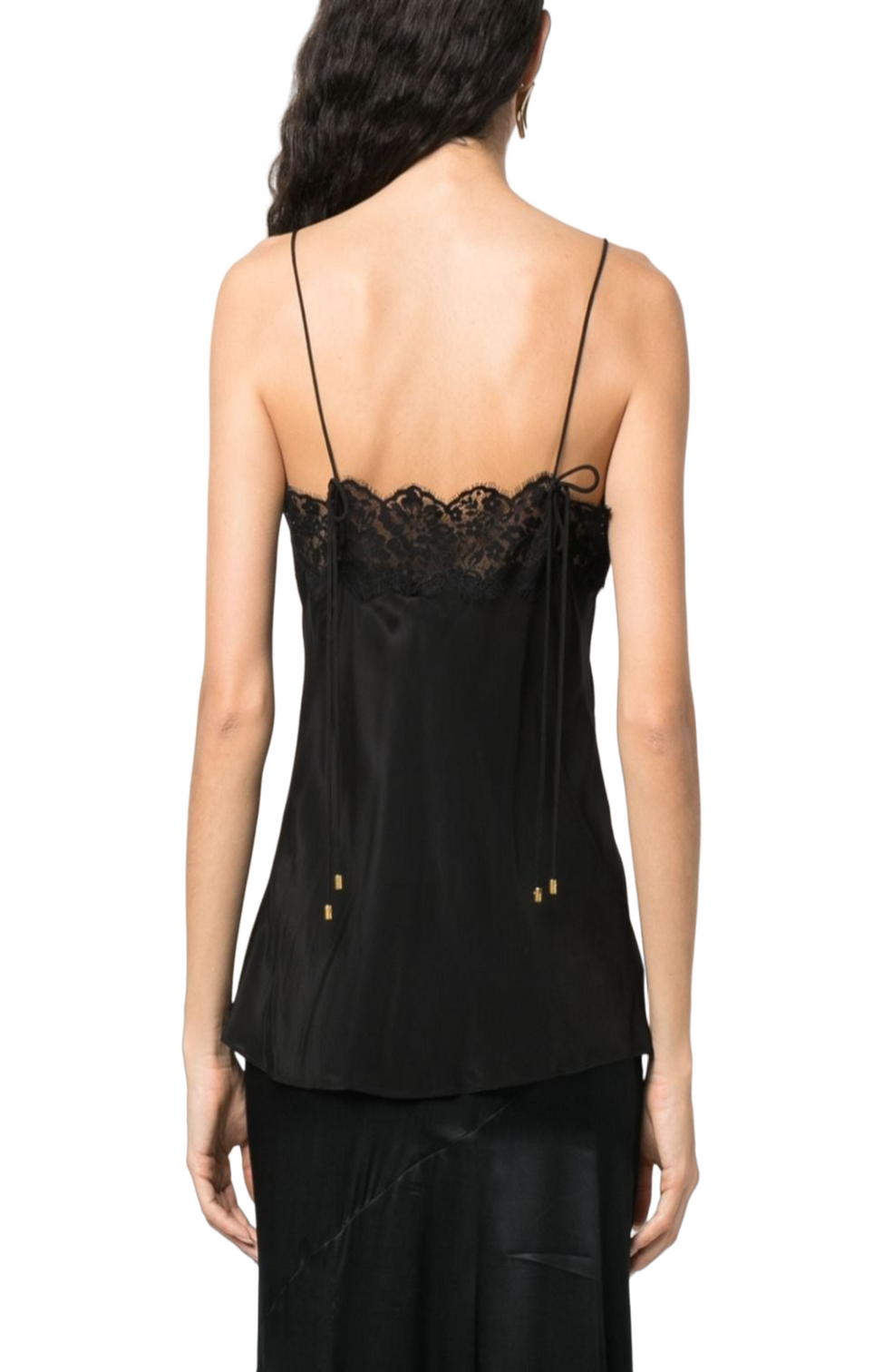 Lace-trim ruched tank top