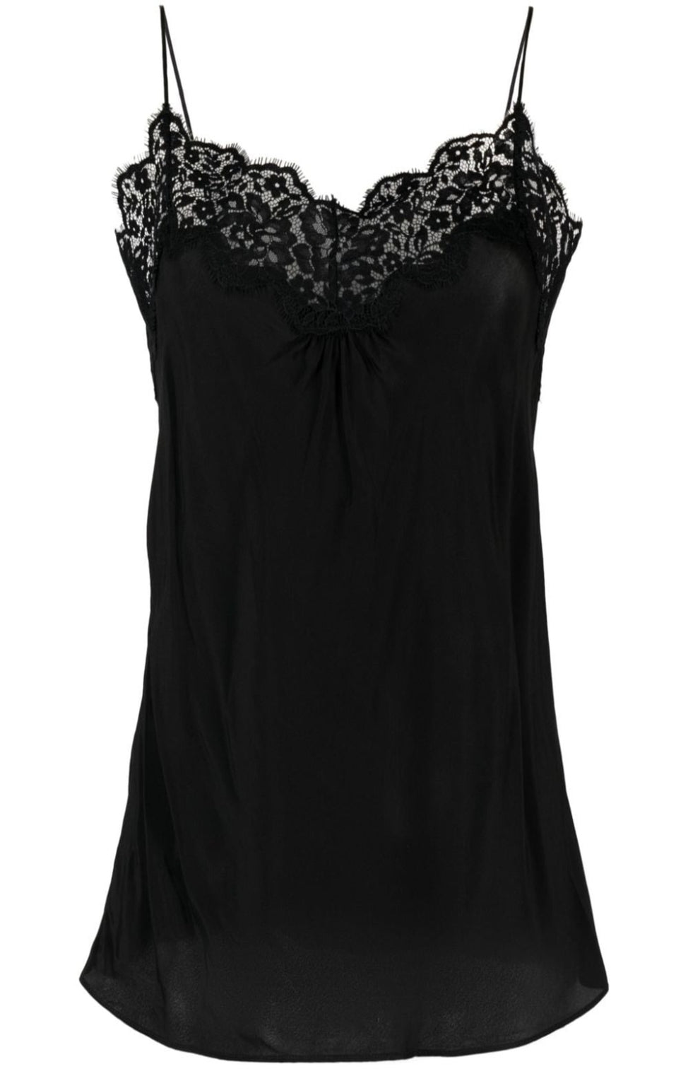 Lace-trim ruched tank top