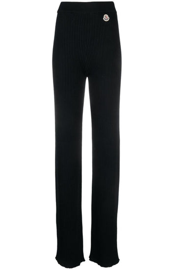 Ribbed-knit logo-patch trousers