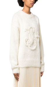 Logo-embroidered chunky-knit jumper