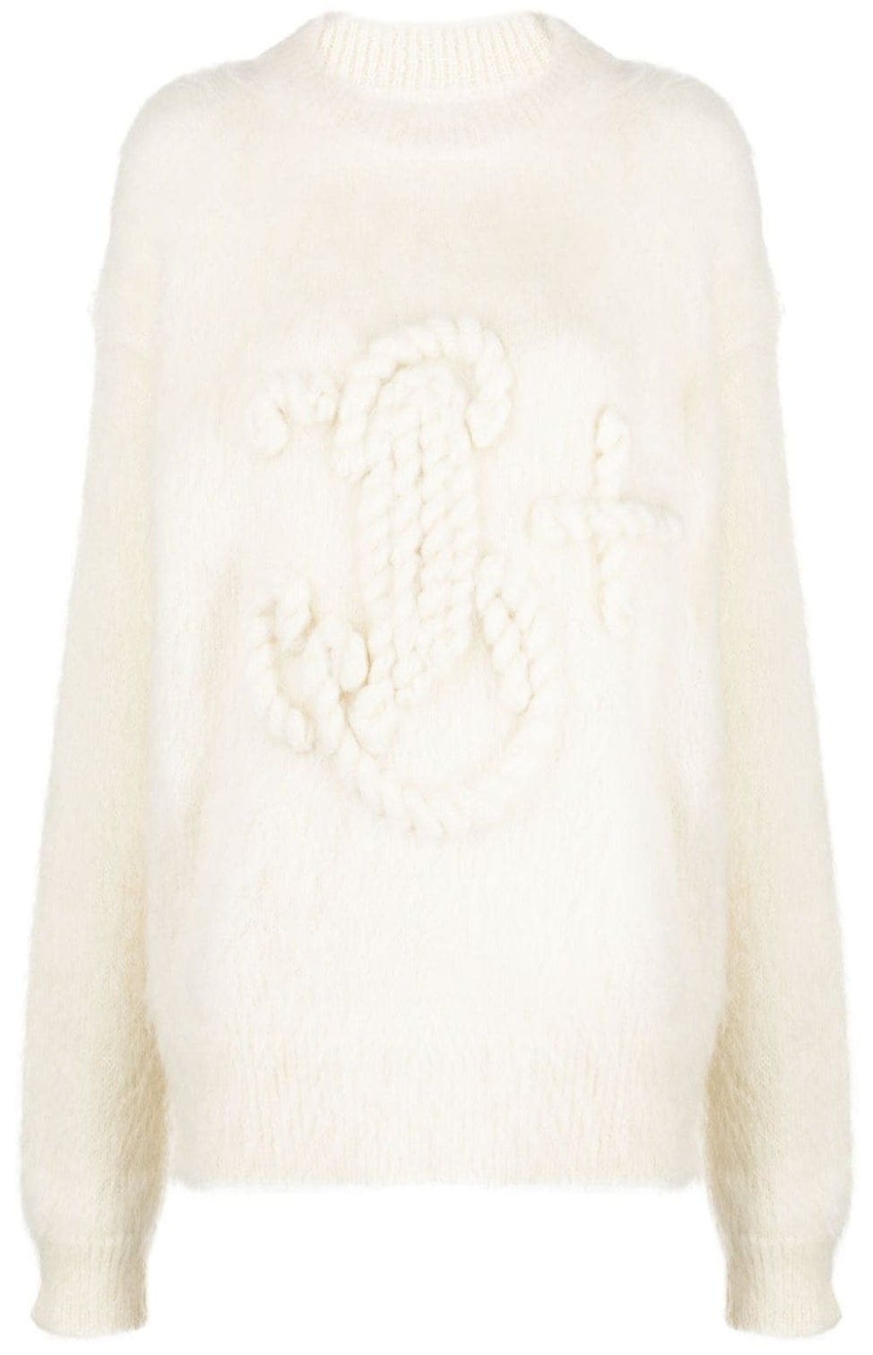 Logo-embroidered chunky-knit jumper