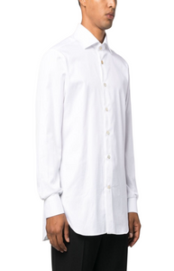 Pointed-collar cotton shirt