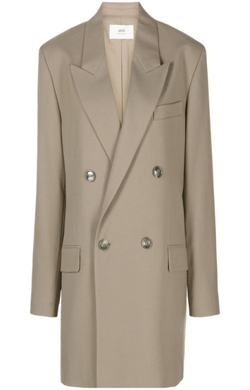 Peak-lapel double-breasted coat