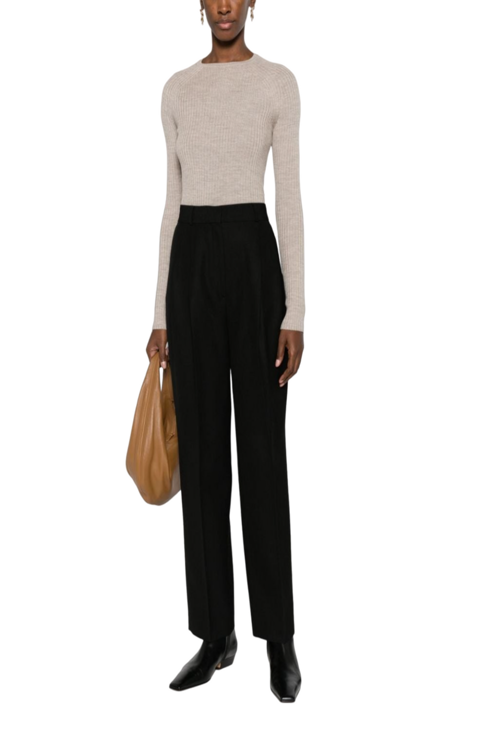 High-waisted pleated trousers