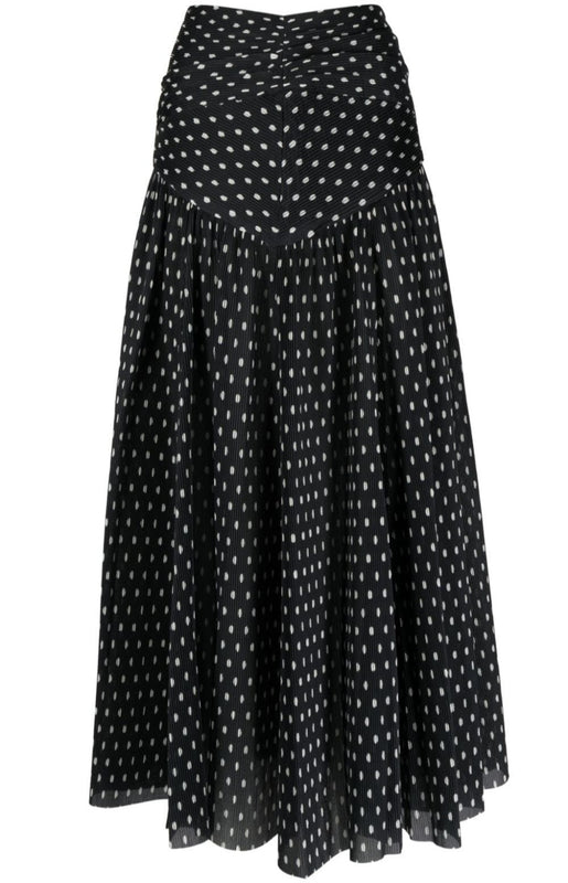 Polka-dot print pleated skirt