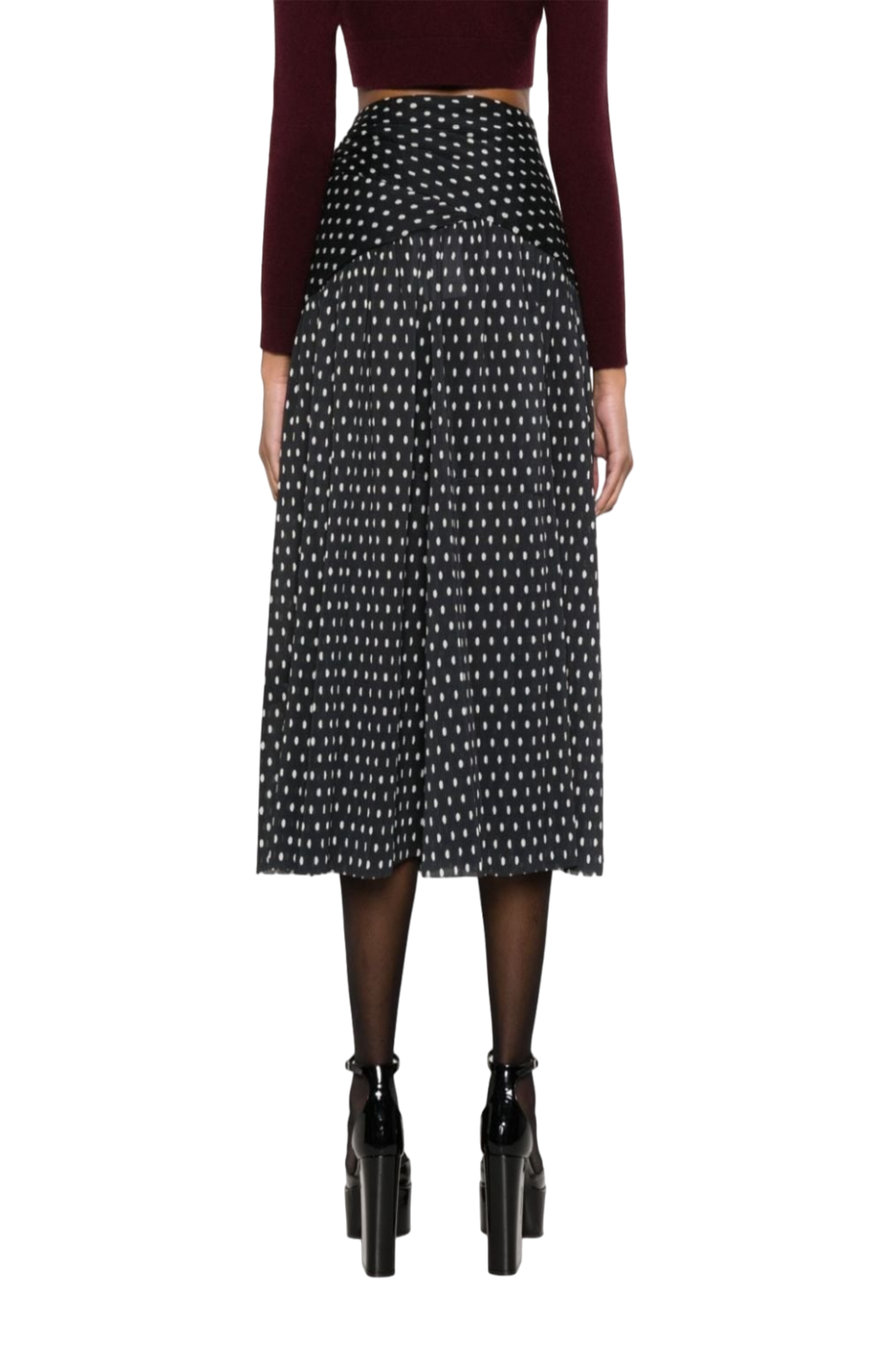 Load image into Gallery viewer, Polka-dot print pleated skirt