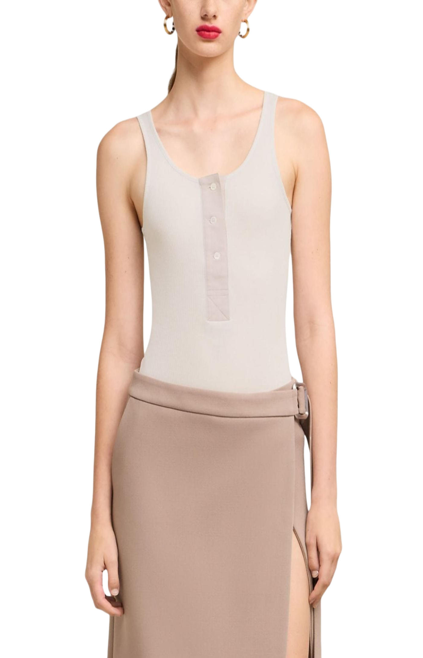 Load image into Gallery viewer, Button-front cotton-rib tank top