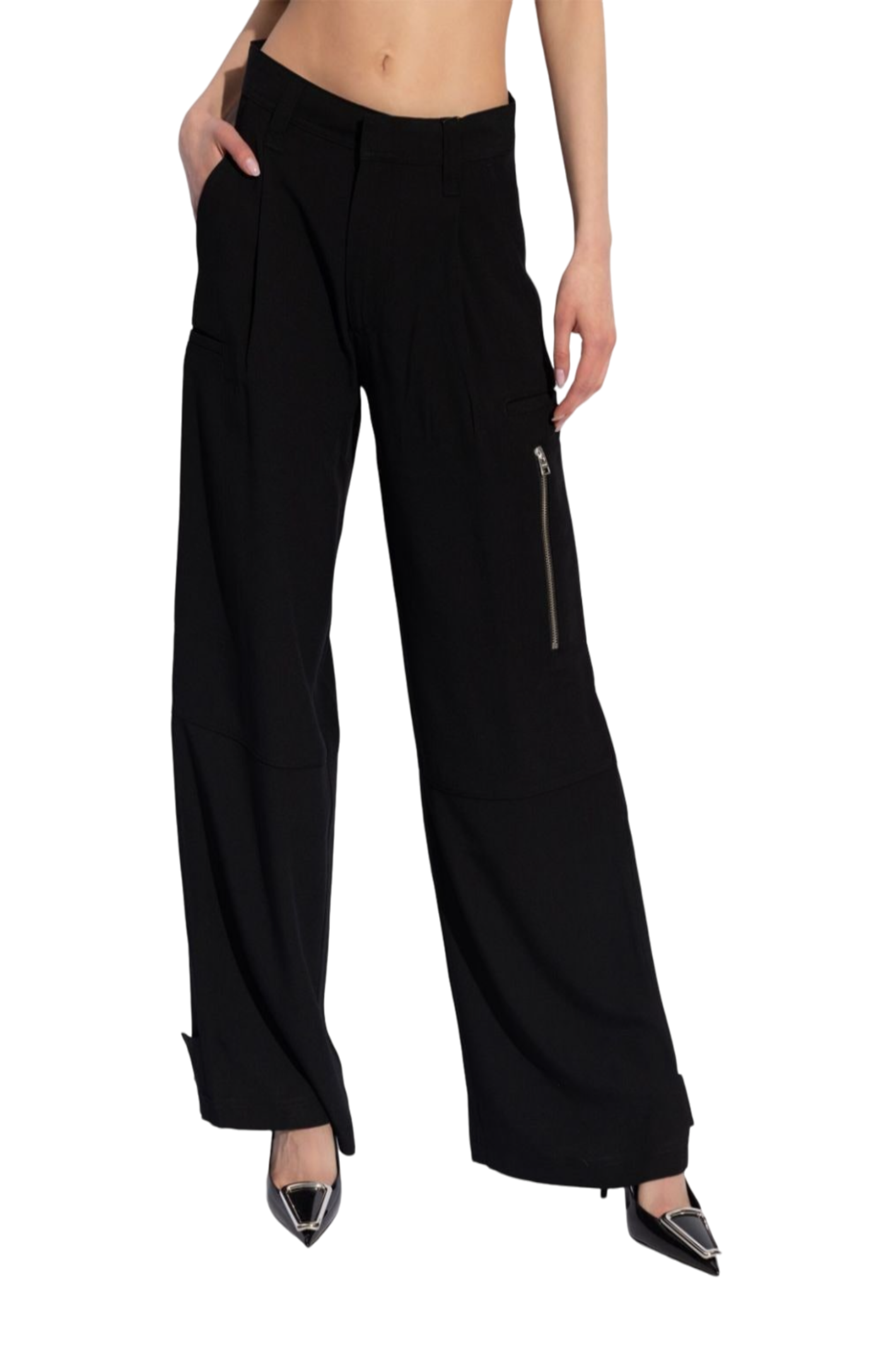 Load image into Gallery viewer, Low-rise multi-pockets palazzo trousers