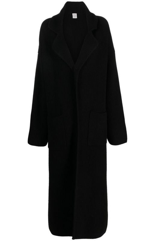 Ribbed long cardi-coat